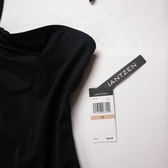 Jantzen Womens Size 12 Black Halter Marion Ring One Piece Swimsuit New With Tag - Picture 4 of 11